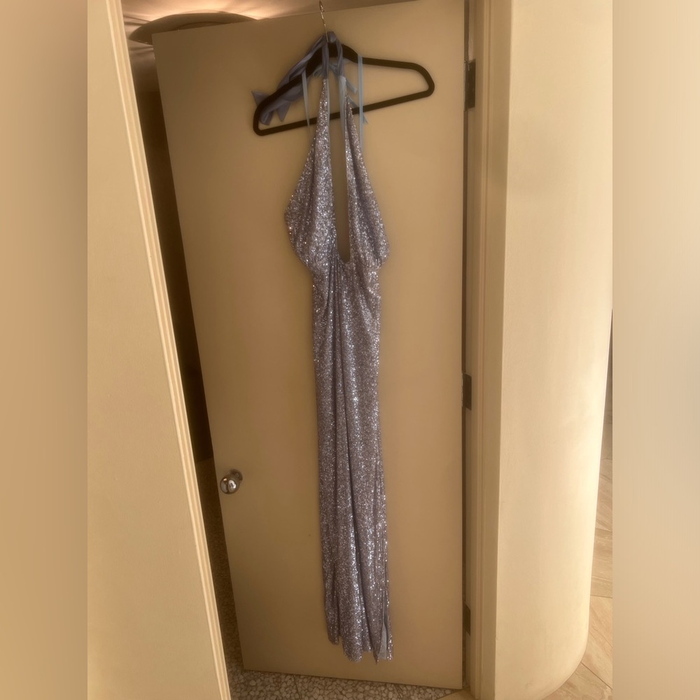 Blue Sequin Evening Gown